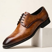cheap Classic Dress Shoes-Men's Green Leather Derby Dress Shoes with Black-Toe Gradient Finish, Lace-Up Formal Oxfords for Stylish Men, Ideal for Business, Weddings, Parties and Evening Events