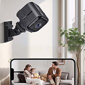 お買い得  屋内IPネットワークカメラ-ミニセキュリティカメラ Wi-Fi、1080p HD ワイヤレスベビーシッターカメラ、ナイトビジョン、動体検知アラート、回転式ブラケット付きポータブルペットモニター、屋内ホームオフィス監視用、ブラック