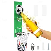 abordables Match de Football Mondial 2026-Ouvre-bouteille magnétique amusant en forme de ballon de foot/basket pour le frigo ou le mur, ouvre-bouteille mural avec filet de récupération des capsules, cadeau sportif original pour papa, petit