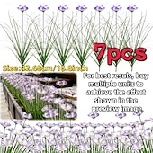 baratos Flor artificial-Conjunto de 7 flores artificiais para exterior e plantas bulbosas, réplicas em plástico de margaridas africanas e plantas rasteiras bulbosas, flores artificiais realistas de grama-cebola, adequadas