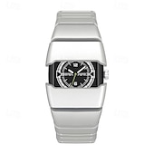 cheap Quartz Watches-Men's Futuristic Sports Watch with Luminous Glow in the Dark Dial, Tactical Rectangular Quartz Wrist Watch with Integrated Silicone Strap, Night Light Function, Cool Fashion Gift for Men Boys