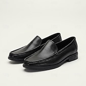 baratos Mocassins de couro premium-Mocassins masculinos clássicos pretos de couro, macios e de alta qualidade, elegantes e perfeitos para o escritório, negócios e ocasiões formais.