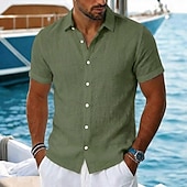  Per uomo Camicia Camicia di lino Camicia Estiva Camicia da Spiaggia Camicia hawaiana estiva Tinta unica Casuale Quotidiano Nero Bianco Verde chiaro Rosa Manica Corta Colletto Primavera & Estate Estate
