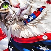  Per uomo Gatto Bandiera degli Stati Uniti 250° anniversario degli Stati Uniti Camicia Camicia Estiva Camicia con Bottoni Manica Corta Patriotico All'aperto Ferie Estate Primavera Collo ripiegato