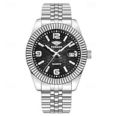 abordables Montres à quartz-Montre homme de luxe, cadran noir nid d'abeille, mouvement quartz bicolore or et argent en acier inoxydable, lunette cannelée, montre habillée avec date, bijou élégant à offrir.