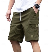billiga Klassisk-Herr Cargobyxor Cargo-shorts Shorts Casual shorts Snörning Ficka Elastisk midja Slät Enfärgat Knelängd Utomhus Streetwear Camping Mode Streetwear Svart Marinblå Oelastisk
