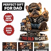 cheap Sculptures-Too Old To Care Dashboard Bobblehead, Handmade Resin French Bulldog Biker Figurine Funny  Gift for Dad to Old Man Office Car Decor Gift, Handmade Collectible