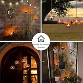 ieftine Lumini de cale și lanterne-Lumânări solare metalice cu sferă de lumină, lumini decorative suspendate din fier forjat, lumini LED solare pentru exterior, lumini pandantive pentru grădină și terasă, potrivite pentru grădini,