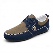 voordelige Casual Veterschoenen-Herenschoenen in blauwbruin met veters, comfortabele loafers met contrasterend paneel, geschikt voor dagelijks gebruik, reizen, autorijden, kantoor, weekendoutfits en een stijlvolle casual herenlook.