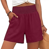 abordables Short de sport-Femmes Chinos Shorts Vacances Basique Court Taille haute Uni Confort Élastique Quotidien Mer bleue Noir Rouge bleu marine Été Printemps Coupe Ample