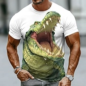  Tricou bărbătesc cu imprimeu de aligator și crocodil, gură deschisă, dinți ascuțiți, amuzant, cool, streetwear, hip hop, animale sălbatice, guler rotund, mânecă scurtă, imprimeu integral, croială