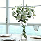 abordables Flores artificiales-3 flores artificiales de eustoma de 4 cabezas, ramo de lisianthus artificiales realistas para decoración del hogar y sala de estar. &amp;Decoración para bodas: perfecta para accesorios de fotografía,