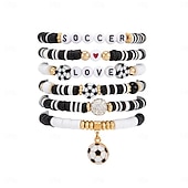 baratos Partida de Futebol Mundial 2026-Conjunto de pulseiras para fãs de futebol, inspiradas na Copa do Mundo, com contas e pingentes de futebol. Adoro futebol! Joias ajustáveis para crianças apaixonadas por futebol. &amp;adultos