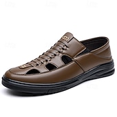 ieftine Sandale casual-Sandale bărbătești albastre, cu șireturi, casual, respirabile, cu vârful închis, confortabile, de vară, stil smart casual pentru bărbați, ideale pentru purtare zilnică, călătorii în vacanță