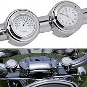 preiswerte Luftreininiger fürs Auto-2-teiliges Motorrad-Lenkeruhr- und Thermometer-Set, wasserdichte Chrom-Quarzuhr &amp;Temperaturanzeige für 7/8"- und 1"-Lenker, universell passend für Cruiser- und Chopper-Motorräder, schwarz oder silber