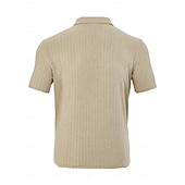 billiga Herrars klassiska polo-Herr Ribbstickad topp Golf pikétröjor Ledigt Arbete Kavajslag Ribbstickad polokrage Kortärmad Grundläggande Modern Ensfärgat Knappar Stickat Vår &amp; sommar Sommar Vår Smal passform Blå Svart Vit Vinröd
