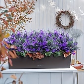 economico Fiore finti-12 bouquet di fiori artificiali viola brillante con protezione UV, piante artificiali realistiche, adatte per decorazioni interne ed esterne, perfette per appendere fioriere e giardini.