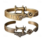 billiga Event &amp; Party Supplies-2 st vintage symaskinsmanschettarmband &amp;ringset, armband med måttband i antik brons, unika smycken som present till hantverkare, skräddare, quiltare
