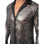 baratos Tops-Retro Vintage Anos 70 Anos 80 Japonesa/Curta Hippie Discoteca Paetês Metálico Brilhante Fantasia Homens Fantasia de Carnaval Natal Dia Das Bruxas Carnaval Festa Parada do Orgulho Mês do Orgulho Adulto