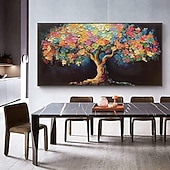 cheap Tree Oil Paintings-Mintura Handmade Textured Tree Flowers Oil Paintings on Canvas Wall Art Decoration Modern Abstract Pictures For Home Decor Rolled Frameless Unstretched Painting