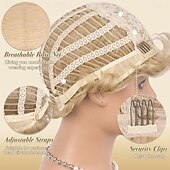 economico Perucas Sintéticas sem Touca-Blonde Pixie Wigs for Women - Short Natural Layered Haircut Synthetic Heat Resistant Hair Wig for Daily Costume Light Blonde