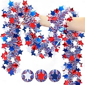  66 stop (20,2 m) vlastenecké dekorace ke 4. červenci, červeno-bílo-modré girlandy s kovovým pozlátkem, girlandy na 4. července pro domácí stromeček, průvod aut, pamětní den, vnitřní a venkovní párty