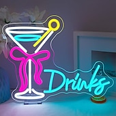 levne Dekorativní světla-Neonový LED nápis pro koktejlový bar, nastavitelný jas napájený přes USB, svítící párty světlo pro vnitřní bary, restaurace, hospody, salónky, domácí bary, noční kluby, jídelny, párty a ambientní