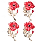  4ks brože k pamětnímu dni, smaltované brožové špendlíky s motivem máku, módní elegantní dámské klopové špendlíky na sako, kardigan, doplňky k obleku, vlastenecké dárkové šperky