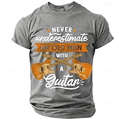  Men's Never Underestimate An Old Man With A Guitar Crossed Guitars Stars Vintage Retro Funny Humor T Shirt Tee Graphic Regular Fit Father's Day Birthday Gift Designer Clothing Apparel S M L XL XXL XXX