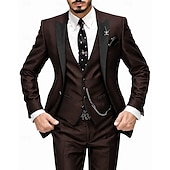  Abito da smoking da uomo bordeaux a 3 pezzi, vestibilità slim – completo per matrimonio, ballo di fine anno, cena di gala, blazer con revers a scialle e pantaloni, disponibile in nero, blu e verde.