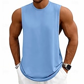 abordables Camisetas sin mangas de gimnasio-Hombre Camiseta sin mangas Chaleco Camisetas Interiores Camisa sin mangas Sin Mangas Escote Redondo Verano Primavera Plano Moda Deportivo Clásico Puro Casual Gimnasia Calle Negro Blanco Rosa Camiseta