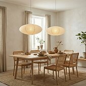 ieftine Lumini insulare-Lampă pandantiv ovală wabi sabi din hârtie, stil japonez, lampă de tavan minimalistă suspendată, candelabru modern cu felinar din hârtie pentru sufragerie, dormitor, living