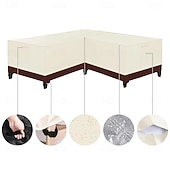 abordables Fundas para Muebles de Patio-Funda para muebles de jardín, funda para sofá esquinero en forma de L, funda impermeable para sofá de ratán, para muebles de jardín, conjunto de asientos, sofá esquinero, conjunto de salón esquinero,