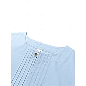 olcso Vakáció-Férfi Ing Vászon ing Nyári póló Stranding Tömör szín Hétköznapi Vakáció Medence Fekete Fehér Khakizöld Hosszú ujj Mandarin gallér Nyár Tavasz Ruházat Fodrozott