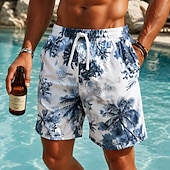 cheap Tropical Plants &amp; Flowers-Men's Coconut Tree Gradient Color Tropical Plants Swim Trunks Bathing Suits Swim Shorts Board Shorts Mid Waist Hawaiian Outdoor Vacation Dailywear Side Pockets Mesh Lining Elastic Drawstring Waist