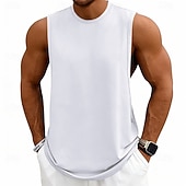 abordables Camisetas sin mangas de gimnasio-Hombre Camiseta sin mangas Chaleco Camisetas Interiores Camisa sin mangas Sin Mangas Escote Redondo Verano Primavera Plano Moda Deportivo Clásico Puro Casual Gimnasia Calle Negro Blanco Rosa Camiseta
