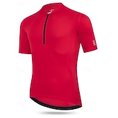 tanie Męskie koszulki-Męskie Koszulka rowerowa Jeden kolor Krótki rękaw Rower Dżersej Top z 3 tylnymi kieszeniami Odporny na UV Szybkie wysychanie Kieszeń na plecach Odvádí pot Sport Czarny Biały Czerwony Odzież