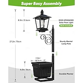 olcso Pathway Lights &amp; Lanterns-kültéri 2 az 1-ben napelemes virágcserép padlóra &amp;fali lámpa, vízálló dekoratív LED lámpa kertbe, teraszra, verandára – tájvilágítás udvarra és belső udvarra