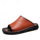 billige Uformelle sandaler-hvite slip-on-mulesandaler for menn, perforerte, pustende komforttøfler, minimalistisk, avslappet stil for menn, perfekt for hjemmet, ferien, feriestedet og sommerens daglige bruk.