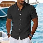  Per uomo Camicia Camicia di lino Camicia Estiva Camicia da Spiaggia Camicia hawaiana estiva Tinta unica Casuale Quotidiano Nero Bianco Verde chiaro Rosa Manica Corta Colletto Primavera & Estate Estate