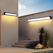 cheap Outdoor Wall Lights-LED Outdoor Indoor Wall Light Black Modern Long Outside Sconce Acrylic Exterior Lamp Aluminium Waterproof IP67 Inside Porch Patio Living Room Door Garage Villa
