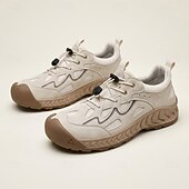 cheap Casual Sneakers-Men's Beige Outdoor Sneakers with Cutout Design and Lightweight Cushion Sole, Breathable Lace-Up Walking Shoes for Men, Ideal for Travel, Hiking, Outdoor Leisure and Everyday Casual Wear