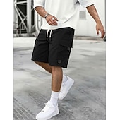 voordelige Vakantie-Voor heren Ladingbroek Cargoshorts Korte broek Casual korte broek Zak Elastische taille Effen Knielengte Casual Buiten Streetwear Modieus Streetwear Zwart Marineblauw Inelastisch