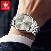 economico Orologi meccanici-Orologio automatico da uomo - lussuoso orologio da polso automatico da lavoro in acciaio inossidabile bicolore oro con datario, impermeabile, luminescente, regalo elegante per marito, papà e figlio