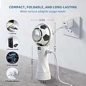 cheap Handheld Fans-Soccer Handheld Fan, Portable Personal Mini Fan with LED Digital Display, USB-C Rechargeable Small Football Fan with Desk Base for Kids, Sports Fans, Travel, Office, Outdoor
