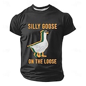  T-shirt voor heren met een grappige meme van een loslopende gans met een zonnebril, vintage retro, distressed look, graphic, regular fit, casual, feestcadeau, designerkleding, maten S, M, L, XL, XXL,