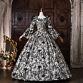cheap Dresses-Rococo Baroque Ball Gown Floor Length Dress Ball Gown Short Sleeves Princess Bridal Lace Floral Ball Gown Square Neck Fancy Dress Women's Royal Halloween Carnival Masquerade Prom Tea Party Party