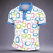 ieftine Polo geometric pentru bărbați-Bărbați Geometică Tricouri polo Manșon scurt Tricouri de polo Rever Casual Îmbrăcăminte Atletică Imprimare 3D Nasturi Primavara vara Albastru piscină Mov Trifoi