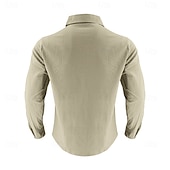 preiswerte Klassiker-Herren Hemd Leinenhemd Sommerhemd Strandhemd Einfach Lässig Urlaub Schwarz Weiß Marineblau Khaki Langarm Umlegekragen Sommer Frühling Bekleidung Patchwork