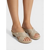 abordables Sandalias Cómodas-Sandalias de cuña con tiras cruzadas y pedrería verde para mujer: cómodas sandalias sin cordones con plantilla acolchada y tacón brillante de punta abierta, ideales para vacaciones y fiestas en el